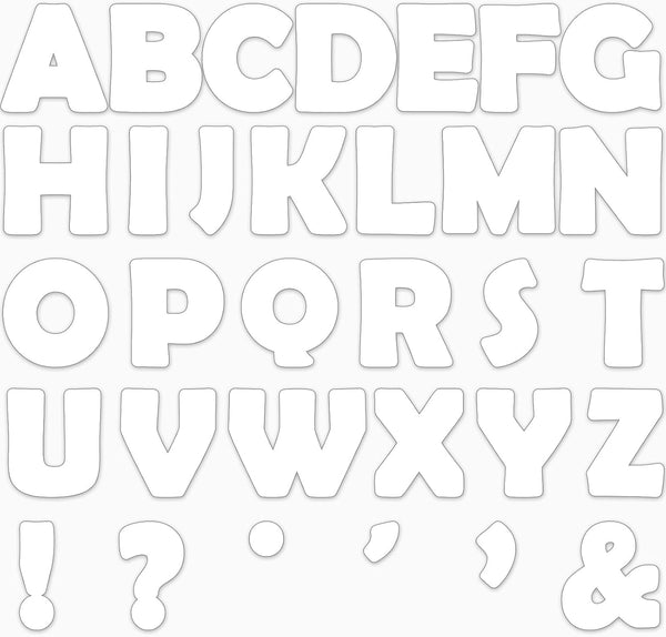 Qyeahkj 150 PCS Large 7" Font Bulletin Board Letters and Punctuation Cutouts, Pure White Border Decoration