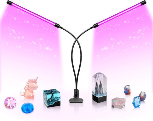 YGS-Tech 20W LED Black Light Dual Head, USB Powered Gooseneck Lamp for Blacklight Party, Stage Lighting, Glow in The