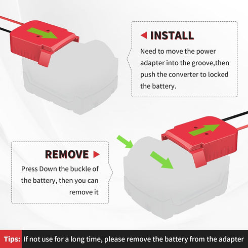Kzreect 18V 12 2 Pack Battery Adapter with Switch, Over-Discharge Protection, Compatible with Milwaukee Battery