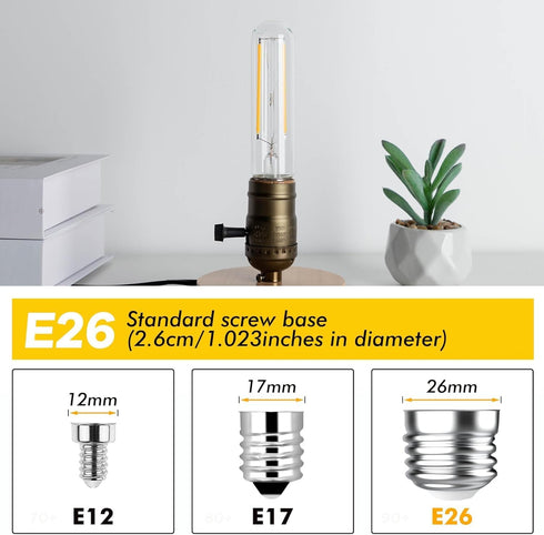 4W Bulbs,E26 T10 Bulbs 40Watt Bulbs,2700K Bulbs Sconces,Dimmable,400Lumens,4.96 inches,4Pcs Tubular Light LED
