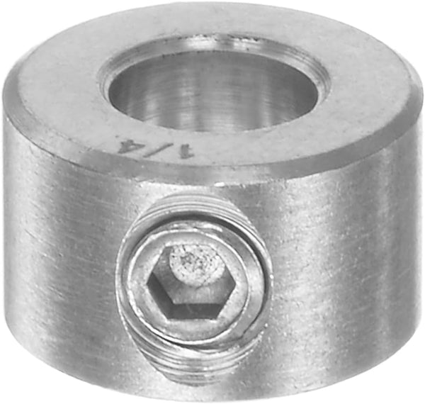 Shaft Collar 1/4" Bore 304 Stainless Steel Set Screw Collars, 1/2" OD, 1/3" Width for Wheel Barrow Axle, Machine Tools