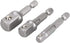 Power Drill Socket Adapter Set for Drills - 3pcs 1/4", 3/8", 1/2" Hex Square Socket Wrench Bit Nut Driver