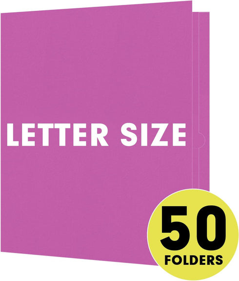 RAZCC 50 Pack Two Pocket Folders, Rose Purple, Fit Letter Size Paper for School Office Business Home