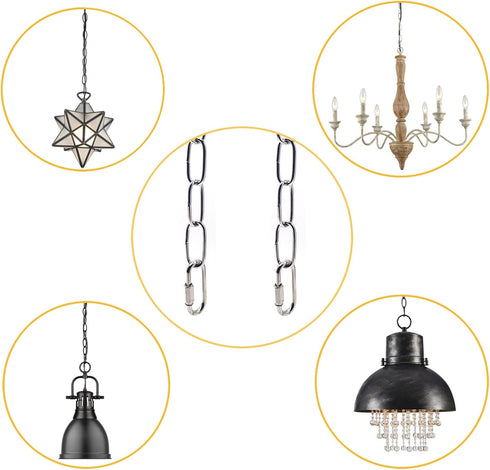 ECUDIS 20 Feet Pendant Light Fixture Chain, Lighting Hanging Chain Extension with Connection Locks, Lighting Chain