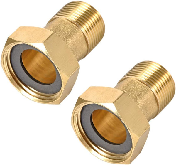 uxcell Brass Pipe Fitting, Hex Nipple, G3/4 Male X G1 Female Threaded Connector, Water Meter Coupling 49mm Length, 2Pcs