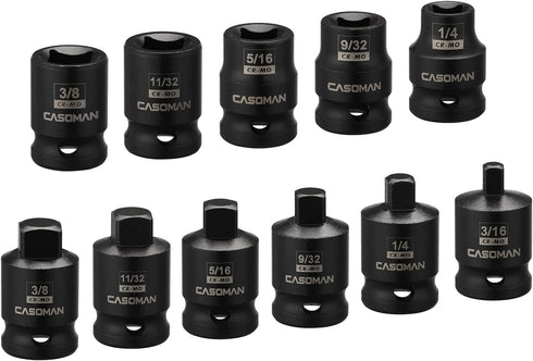 CASOMAN 3/8-inch Drive Pipe Plug Socekt Set, SAE, CR-MO, Tapered Male Square
