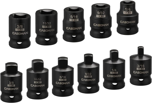 CASOMAN 3/8-inch Drive Pipe Plug Socekt Set, SAE, CR-MO, Tapered Male Square