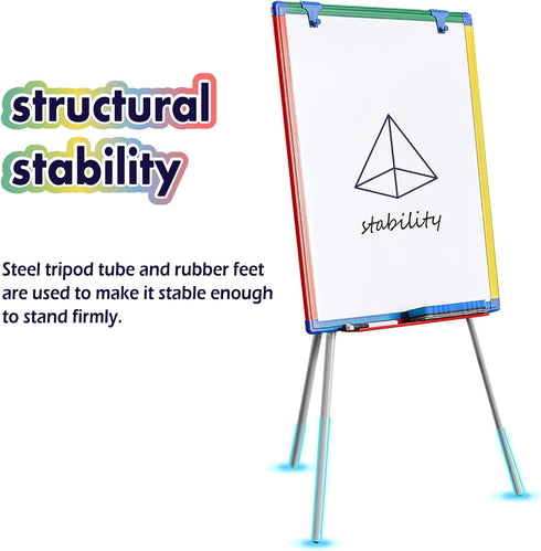 Magnetic Easel for Kids, Height Adjustable Dry-Erase Board and Whiteboard, Perfect for Art Activities, 24-39" Flipchart