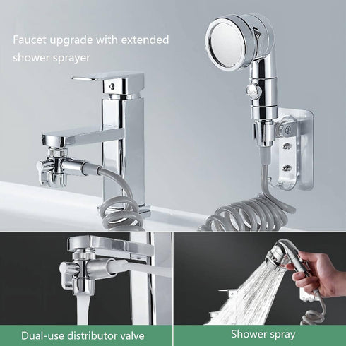 Chirsbaber 7 (6.5ft Set) Sink Faucet Hose Sprayer Attachment handheld Sink Sprayer with ON/Off & Adapters Extension
