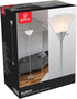 677150 72" Globe Electric Elliott Floor Lamp, Silver, White Plastic Shade, On/Off Rotary Switch on Shade, Standing
