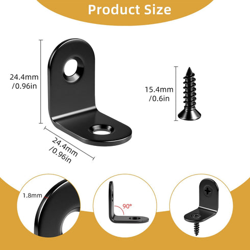 TKYPZY 20 90 Pcs L Bracket Stainless Steel Corner Brace with Screws Degree Right Angle Brackets for Wood Furniture