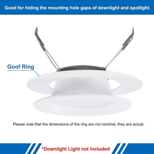 4.53" 6.3" 3 Pack PATIKIL ID OD Goof Rings for Recessed Light, Matte White Goof Metal Trim Ring Lighting Fixture