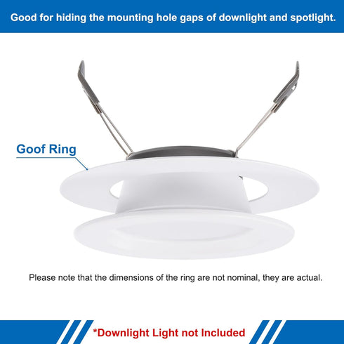 5" 7.48" 2 Pack PATIKIL ID OD Goof Rings for Recessed Light, Matte White Goof Metal Trim Ring Lighting Fixture