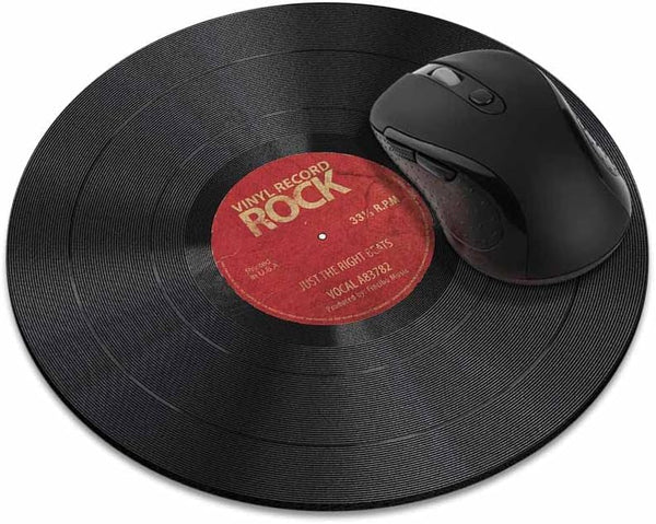 WIRESTER Non-Slip Round Mousepad, Vintage Vinyl Record Red for Home Office Gaming Desk