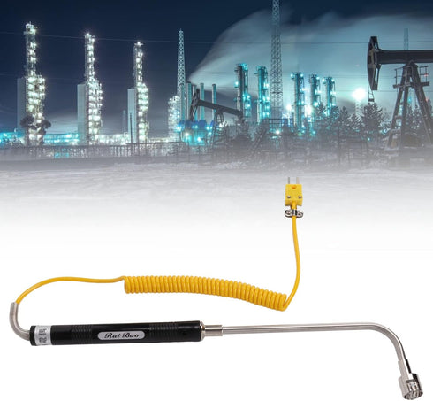 K Type Thermocouple, Temperature Probe Thermocouple Heat Resistant Steel Thermocouple Sensor with Insulated Handle (Curved shank surface thermocouple)