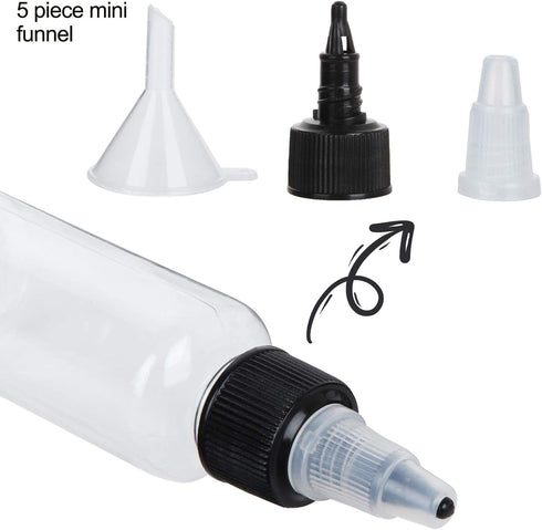 50 Pack 1oz Plastic Squeeze Bottles with Twist Top Cap, Boston Dispensing Bottles Small Sauce Bottle with Squeeze Top,