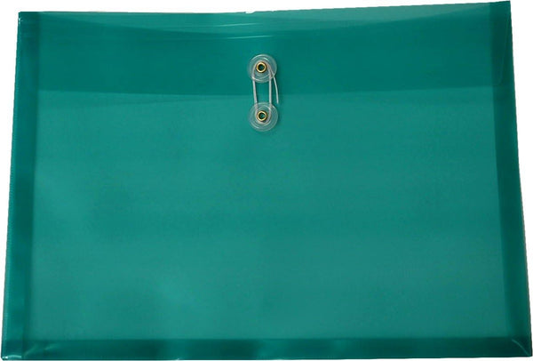 Filexec Poly Envelope, Legal Size, Side Load, Button String Closure, Green (Pack of 6)