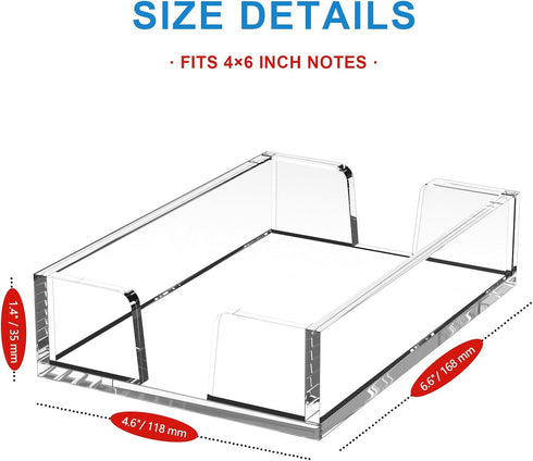 WINFFOR Acrylic Notepad Holder Dispenser - 4x6 in Sticky Note Memo Holder, Self-Stick Note Pad Organizer (W/O Pads),