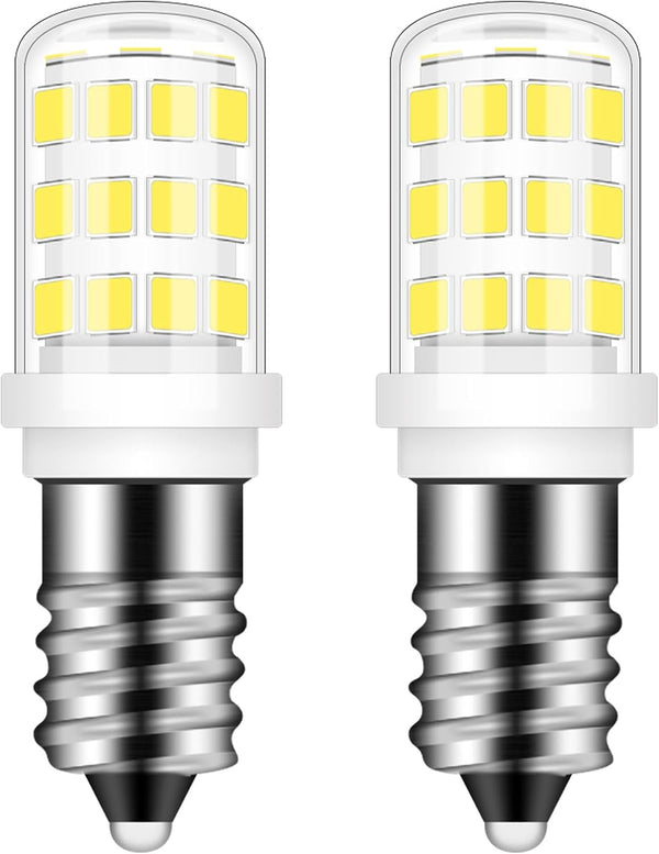 E12 LED Bulb, 40W Replacement Type B, 6000K Daylight White, 4W Fridge Water Dispenser Light Bulb, 2 Pack for Chandeliers