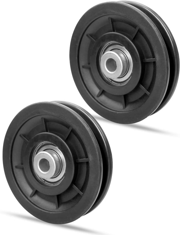 2 PCS 3.5 Inch Nylon Bearing Pulley Wheel, Silent Bearing Replacement for Garage Gym Equipment