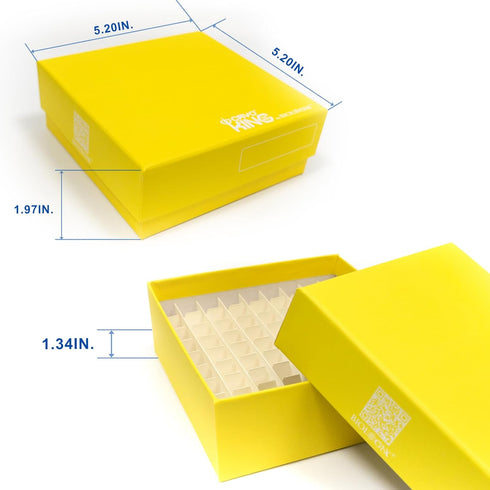 81 Wells 2 Inch Height Lab Freezer Box with Lid, Microtube Storage Box for 0.5mL/1.5/2.0mL Tubes, 5 Pcs/Pack
