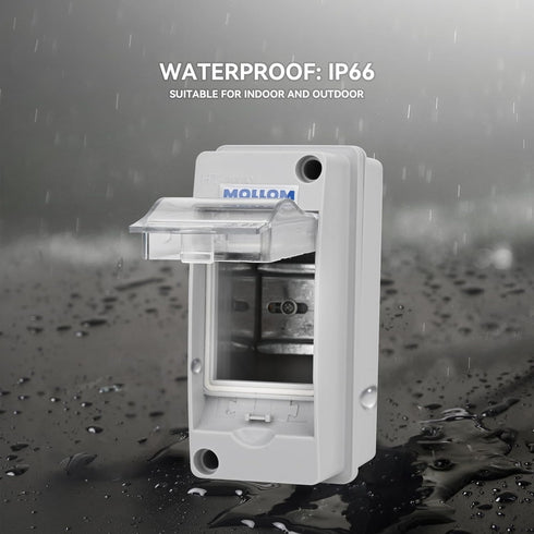 2 Way Circuit Breaker MCB Distribution Protection Box, IP65 Waterproof, for Indoor and Outdoor Use