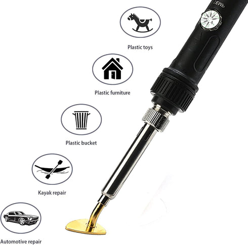 Plastic Welding Kit for Surface Repair, Adjustable Temperature Welder Tool for Car Bumper, Kayak, Canoe, 110V 80W