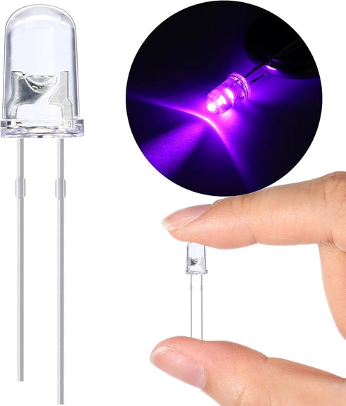 EBOOT 100 Pieces Clear LED Light Emitting Diodes Bulb, 5 mm LED Lamp (Purple)