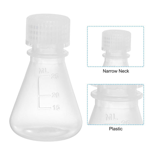 PATIKIL 12 Pcs Erlenmeyer Flask, 25ml Narrow Mouth Graduated Flasks with Screw Cap for Lab Chemistry Study