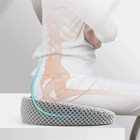 Orthopedic Seat Cushion with Memory Foam for Back Pain Relief & Posture Support, Non-Slip Chair Pad for Office, Car
