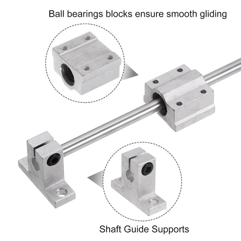 uxcell Linear Motion Rod Shaft Guide Set - 2pcs 8mm x 500mm with 2pcs SCS8UU Bearing Block