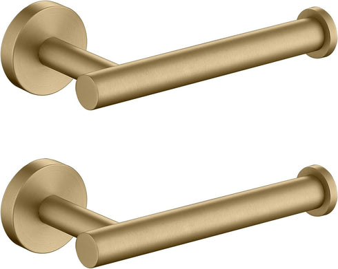 Toilet Paper Holder, SUS304 Stainless Steel Round Size, Brushed Gold, 2 Pack