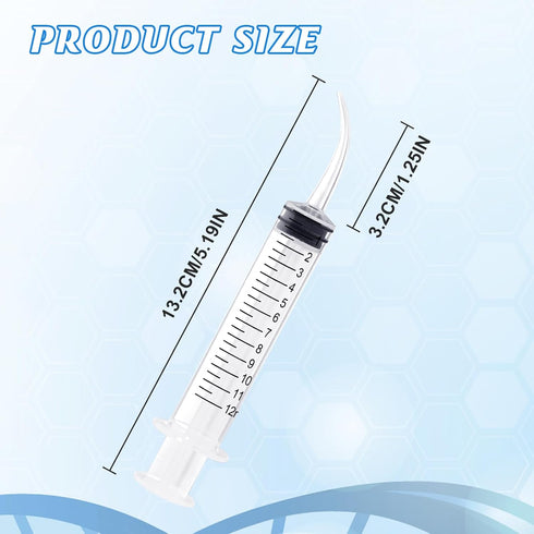Wisdom Teeth Syringe, 12ml Dental Syringe with Curved Tip & Measurement, Sterile Individually Packaged for Oral Dental
