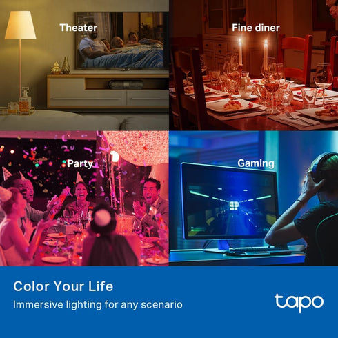 Bulbs, 16M Dimmable, Setup, A19, 60W 800LM CRI>90, 2.4GHz L531E Tapo TP-Link Smart Light Colors RGBW, Alexa
