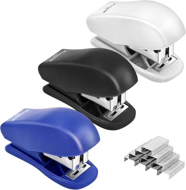 Mini Stapler with Staples, 3 Pieces Office Desktop Stapler, 25 Sheet Capacity, Cute Compact Travel Size for School
