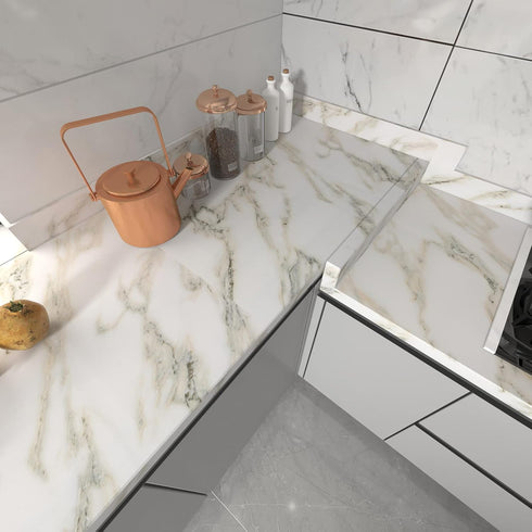 White Marble Peel and Stick Wallpaper - 16" 118" Granite Contact Paper, Self Adhesive Waterproof for Furniture