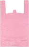 T Shirt Bags, Pink Plastic Grocery Bags with Handles, Bolsas De Plastico Para Negocio, 12x20 Inches (50 pcs)