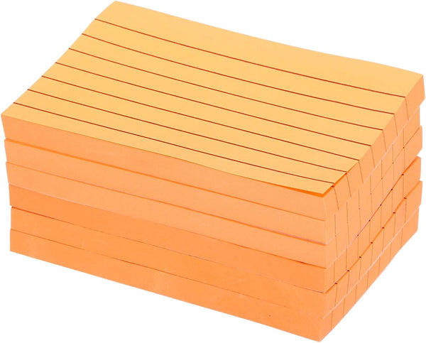 PATIKIL Lined Sticky Notes, 3 x 5 Inch, 6 Pack Fluorescent Self-Stick Note Pads, 100 Sheets/Pad, Orange