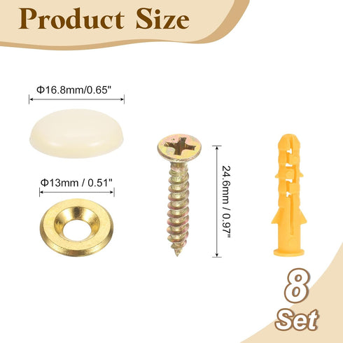 uxcell 8 16.8 mm Pcs Decorative Caps Cover Nails, Zinc Alloy Screw Covers Caps Mirror Fixing Screws for Mirrors, Coffee