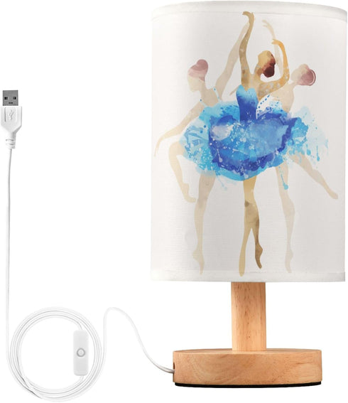YYZZH Table Lamp Ballerina Ballet Dancer in Pastel Color Dancing on White Nightstand