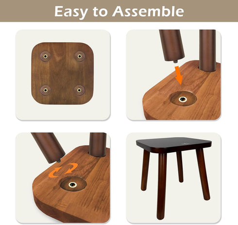 BEE&OAK 11 Inch 300 lbs Wooden Step Stools for Adults, Solid Rubber Wood Non-Slip Step Foot Stool, Heavy Duty One Step