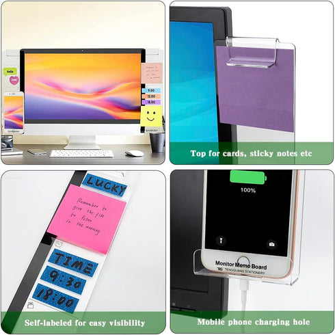 Office Desk Accessories, Computer Monitor Memo Board, Multifunction Sticky Note Holder - 2pcs