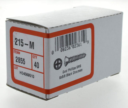 Hillman 2855 6 x 5/8-Inch Oval Head Black Chromate Decorative Sheet Metal Screw, 40-Pack
