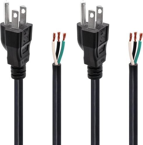 2Pack Power Cord Replacement, 6.46Ft Cable for Appliance, NEMA 5-15P Plug US SJT 18AWG (18/3)