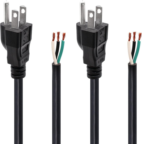 2Pack Power Cord Replacement, 6.46Ft Cable for Appliance, NEMA 5-15P Plug US SJT 18AWG (18/3)