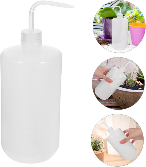 1000ml Homoyoyo Narrow Mouth Wash Bottle: Bend Succulent Watering Can Plastic Squeeze With Curved Stem For Cleaning
