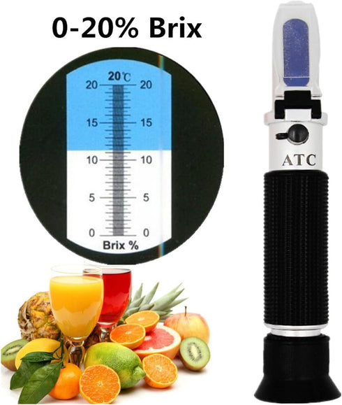 VGVGV 0-20% Brix Refractometer, Handheld Brix Refractometer Honey Fruit Sugar Solution Brix Optical Concentration Sugar