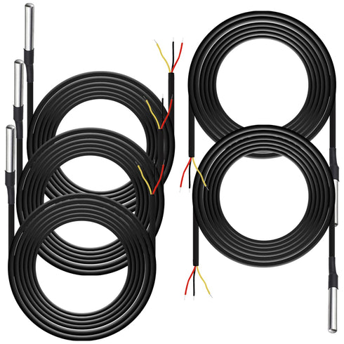 Waterproof DS18B20 Temperature Sensor, Digital Temperature Probe Sensor with Temperature Range (-55?~ +125?) 5 Pack