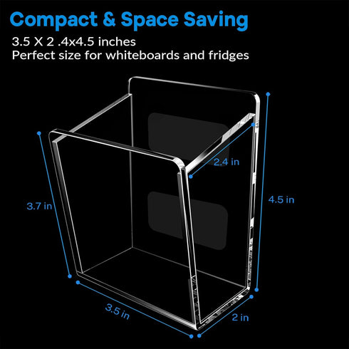 8+ Acrylic Whiteboard Marker Holder, Magnetic or Adhesive Mount Marker Organizer for Fridge, Classroom and Office