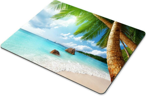 Smooffly Gaming Mouse Pad, Tropical Palm Tree Beach Blue Sea Non-Slip Rubber Gaming Mouse Pad
